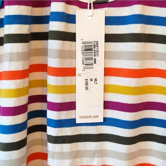 Trina Turk Flora Vista Striped Muticolor Cut Out Tank Top - Picture 6 of 6